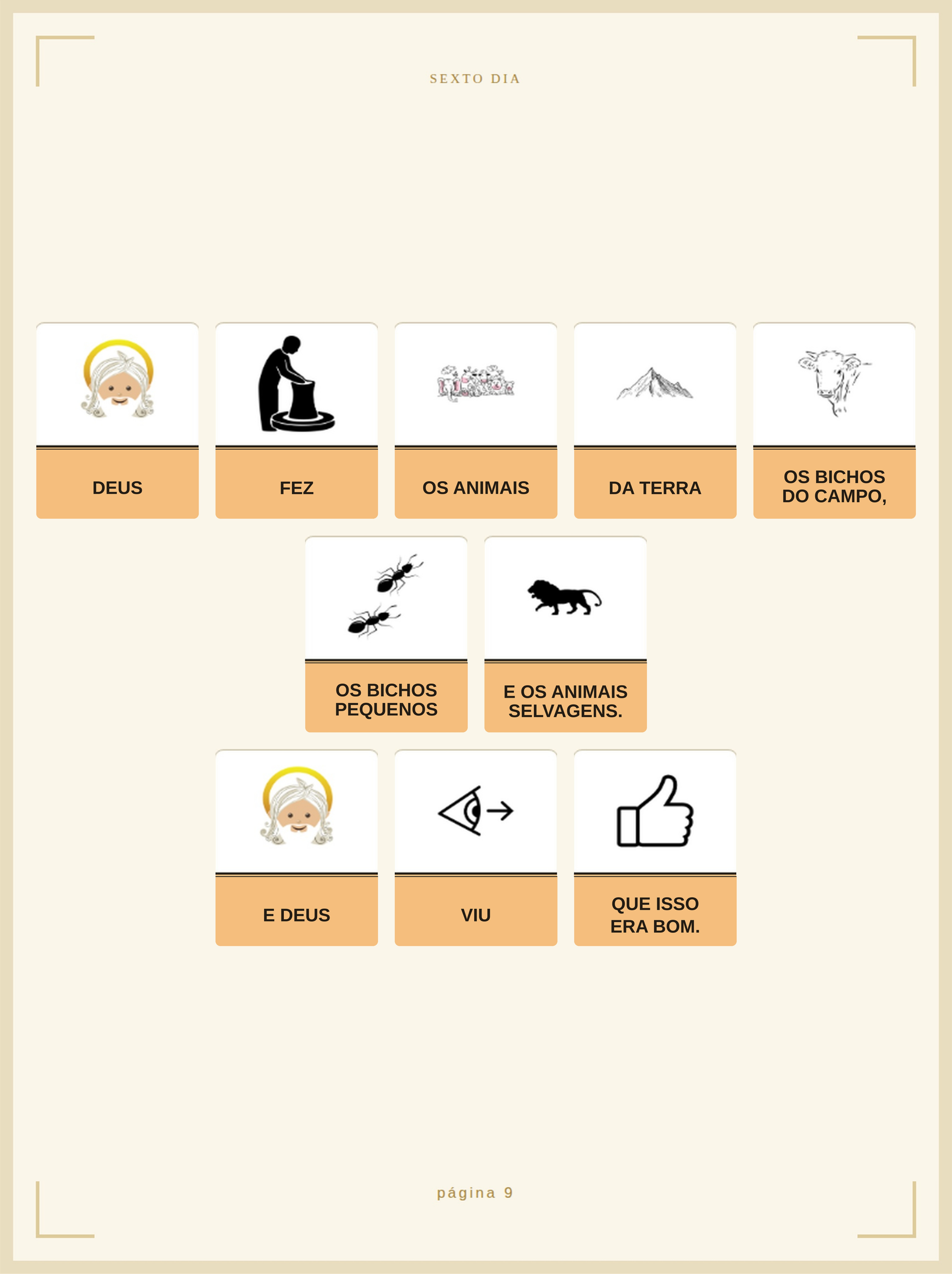 Página com pictogramas do livro A Criação